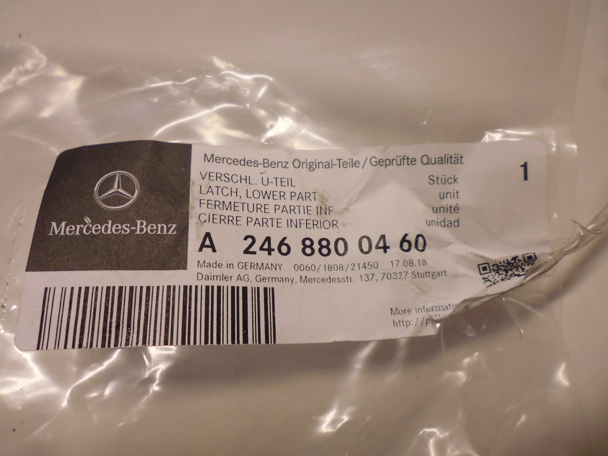 Serratura cofano anteriore originale Mercedes A2468800460 per Classe A B C  CLA GLA